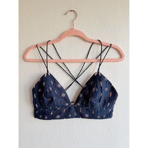 Stylestalker Geometric Corded Lace Strappy Bralette Top in Blue & Pink size L